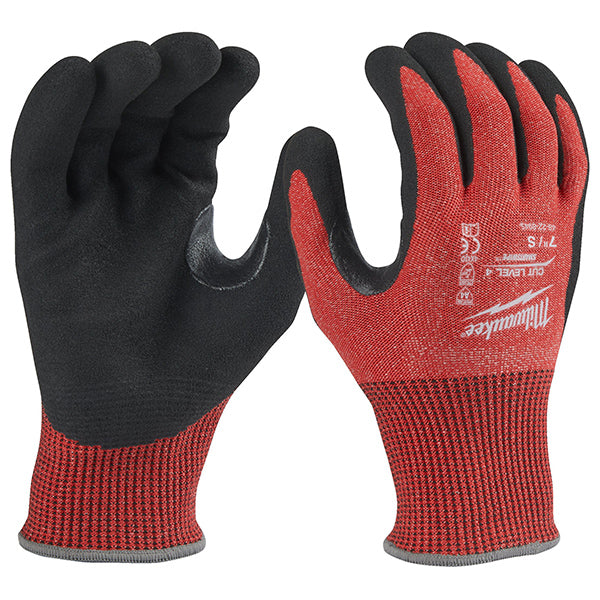 MILWAUKEE GUANTI MOD. CUT D GLOVES COLORE ROSSO/NERO