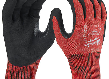 MILWAUKEE GUANTI MOD. CUT D GLOVES COLORE ROSSO/NERO
