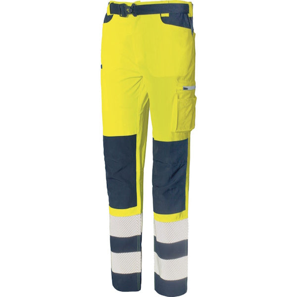 ISSA PANTALONE ALTA VISIBILITA&apos; LIGHT GIALLO FLUO/BLU NAVY