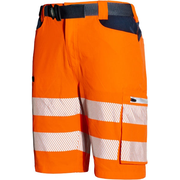 ISSA PANTALONCINO ALTA VISIBILITA&apos; LIGHT ARANCIO FLUO/BLU NAVY