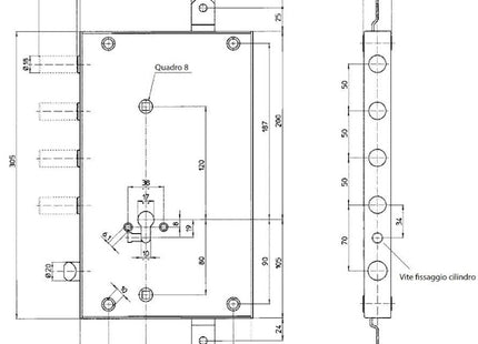 MOTTURA SERRATURA APPLICARE TRIPLICE PER CILINDRO YALE