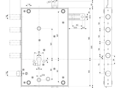 MOTTURA SERRATURA APPLICARE QUINTUPLICE PER CILINDRO YALE