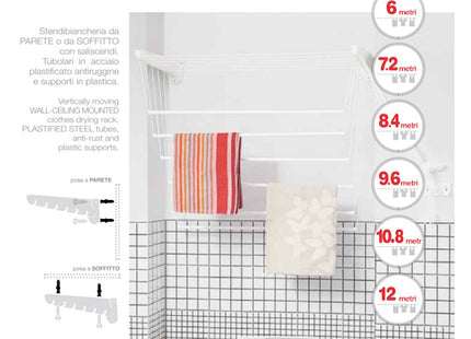 JUMBO STENDIBIANCHERIA DA PARETE IN ACCIAIO MOD. STEED