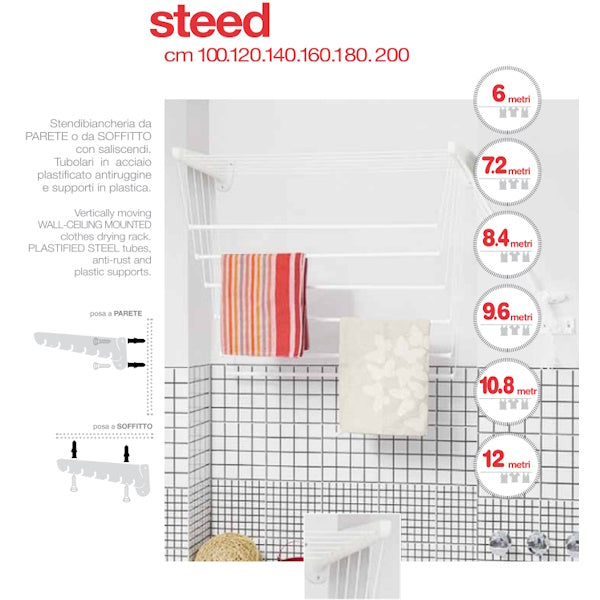 JUMBO STENDIBIANCHERIA DA PARETE IN ACCIAIO MOD. STEED