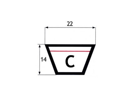CINGHIA TRAPEZOIDALE C 134 SEZIONE MM22X14 SVILUPPO INTERNO MM 3404