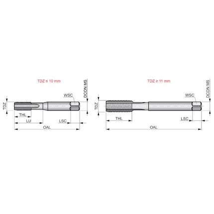 DORMER MASCHIO A MANO E500 NO2 HSS PER FORI PASSANTI/CIECHI M 8X1,25