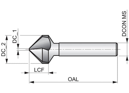 DORMER SVASATORE 3 TAGLIENTI HSS TIAIN 90° DIN 335C ART. G560