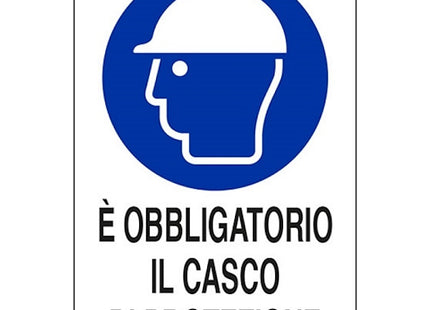 SEGNALE E&apos; OBBLIGATORIO IL CASCO DI PROTEZIONE IN ALLUMINIO