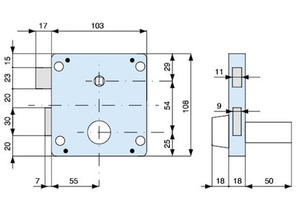 MG SERRATURA APPLICARE PER PORTE IN FERRO ART.436 ENTRATA MM55