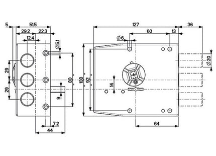 MOTTURA SERRATURA APPLICARE DOPPIA MAPPA LATERALE ENTRATA MM63 20.501