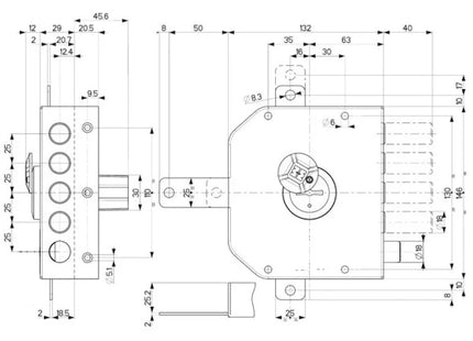MOTTURA SERRATURA APPLICARE DOPPIA MAPPA QUINTUPLA ENTRATA MM63 20.540