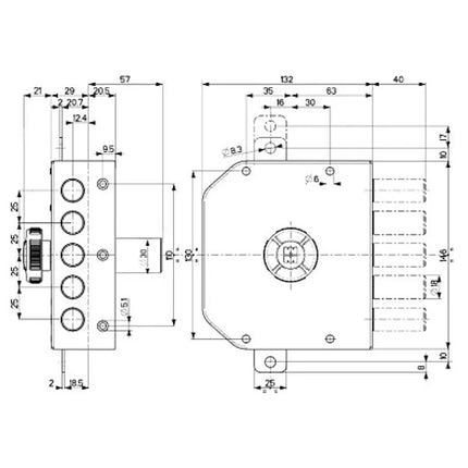 MOTTURA SERRATURA APPLICARE C10 TRIPLICE ENTRATA MM63 ART.30.621