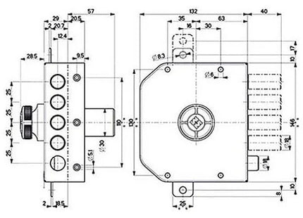 MOTTURA SERRATURA APPLICARE C10 TRIPLICE ENTRATA MM63 ART.30.631
