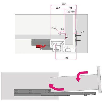 RAM GUIDE CASSETTI A SCOMPARSA SOFT-SELF CLOSING ART. Q50 KG35