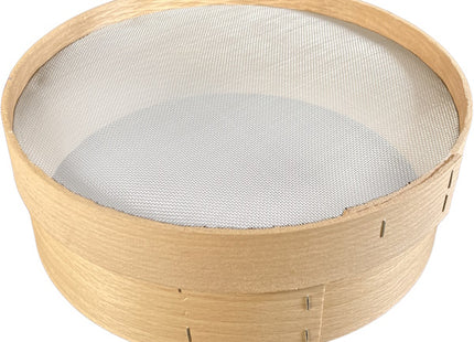 SETACCIO CON BORDO IN LEGNO E RETE IN ACCIAIO INOX