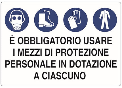 SEGNALE E&apos; OBBLIGATORIO USARE I MEZZI DI PROT...IN ALLUMINIO