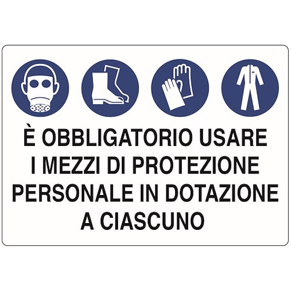 SEGNALE E&apos; OBBLIGATORIO USARE I MEZZI DI PROT...IN ALLUMINIO