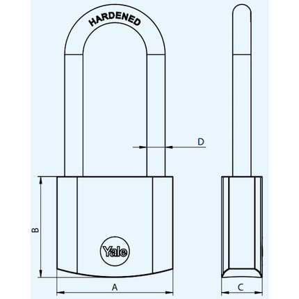 YALE LUCCHETTO OTTONE ARCO LUNGO IN BLISTER