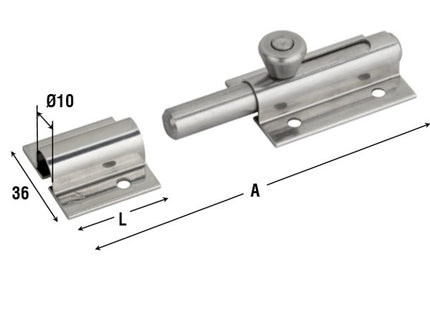 ALDEGHI ART. 216 CATENACCIO TRASVERSALE ASTA TONDA IN ACCIAIO INOX