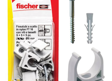 FISCHER BLISTER FISSATUBI A SCATTO IN NYLON CON VITI E TASSELLI FT