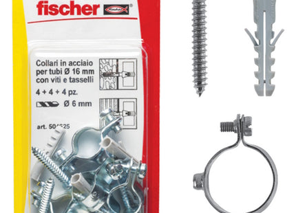 FISCHER BLISTER COLLARI FISSATUBI CON TASSELLI E VITI