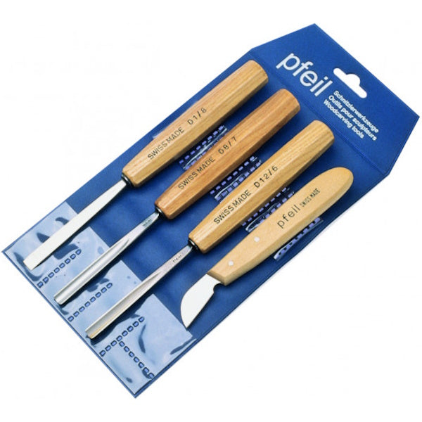 PFEIL SET DI 4 SGORBIE PER LEGNO MOD. AMATEUR IN BUSTA