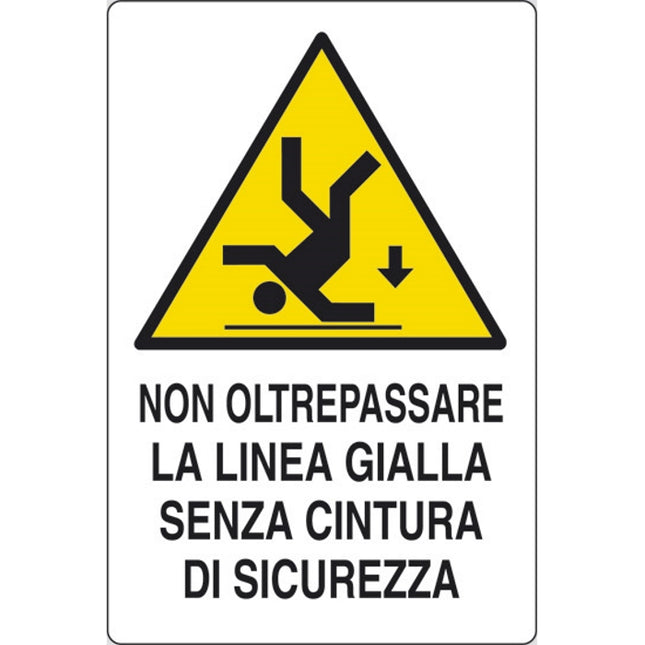 SEGNALE NON OLTREPASSAREB LA LINEA GIALLA SENZA...IN ALLUMINIO MM300X200