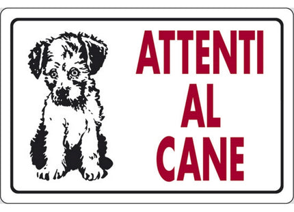 SEGNALE ATTENTI AL CANE IN PLASTICA MM300X200