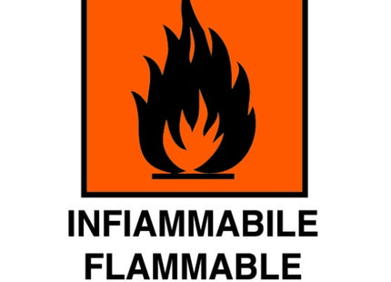 SEGNALE INFIAMMABILE FLAMMABLE ENTZUNDLICH ADESIVO MM105X 74