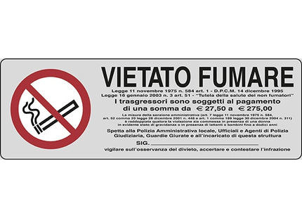 SEGNALE VIETATO FUMARE (LEGGE 11 NOVEMBRE 1975, ...) ADESIVO MM150X 50