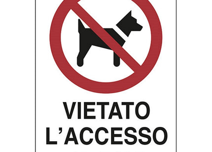 SEGNALE VIETATO L'ACCESSO AI CANI IN ALLUMINIO MM300X200