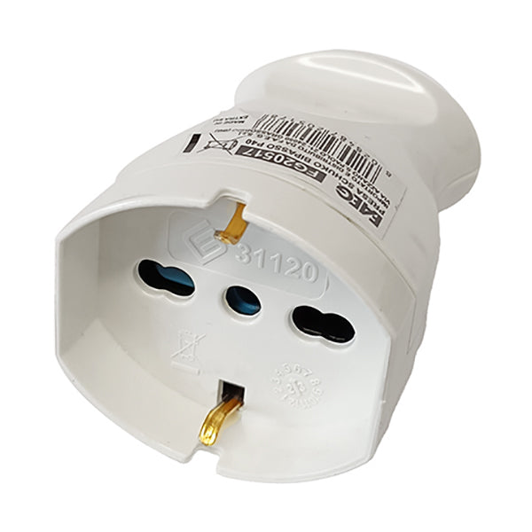 FAEG PRESA CIVILE VOLANTE SCHUKO BIPASSO 2P+T 10/16A BIANCO