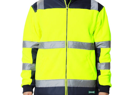 ISSA PILE CON ZIP LUNGA ALTA VISIBILITA COLORE GIALLO FLUO/BLU NAVY