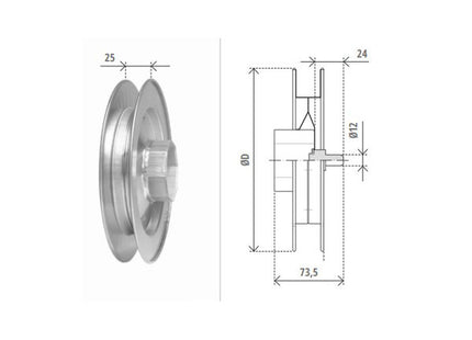 BOLIS PULEGGIA CON CALOTTA PER RULLO OTTAGONALE LISCIO TAPPARELLE