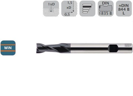 WSG FRESA CILINDRICA PER CAVE LUNGA 2 TAGLIENTI IN HSS CO8 WIN