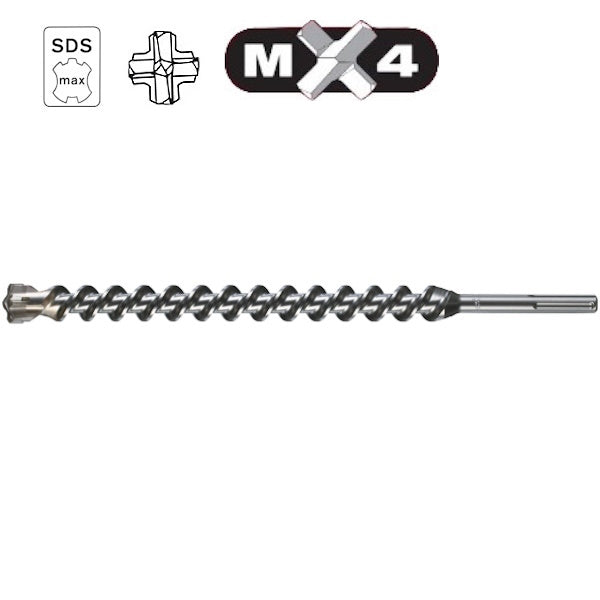 MILWAUKEE PUNTA SDS-MAX MX4 A 4 TAGLIENTI