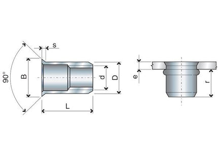 FAR INSERTO FILETTATO IN ACCIAIO A TESTA SVASATA FTS