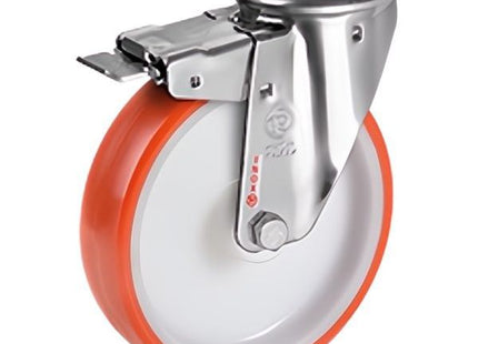 TELLURE ROTA RUOTA 60 SUPPORTO GIREVOLE CON FORO+FRENO INOX