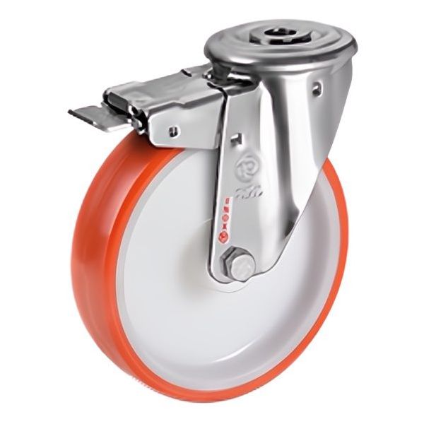 TELLURE ROTA RUOTA 60 SUPPORTO GIREVOLE CON FORO+FRENO INOX