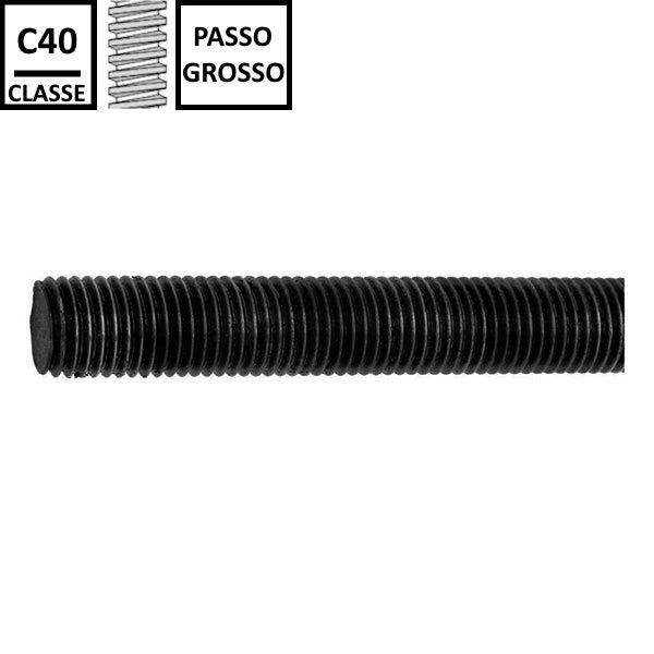 BARRA FILETTATA FERRO CLASSE C40 GREZZA PASSO GROSSO DIN 976