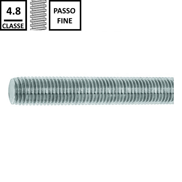 BARRA FILETTATA FERRO CL. 4.8 Z.BIANCA PASSO FINE DIN 976