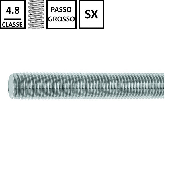 BARRA FILETTATA FERRO CL. 4.8 Z.BIANCA PASSO GROSSO SX DIN 976