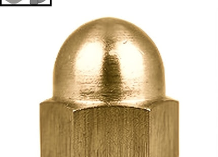 DADO ESAGONALE CIECO CON CALOTTA SFERICA ALTA IN OTTONE DIN 1587