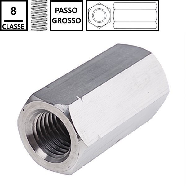 DADO ESAGONALE DISTANZIALE CLASSE 8 ZINCATO BIANCO DIN 6334