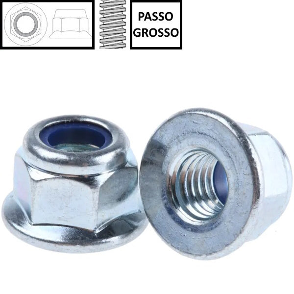 DADO ESAGONALE AUTOBLOCCANTE CON FLANGIA LISCIA Z.BIANCO DIN 6926