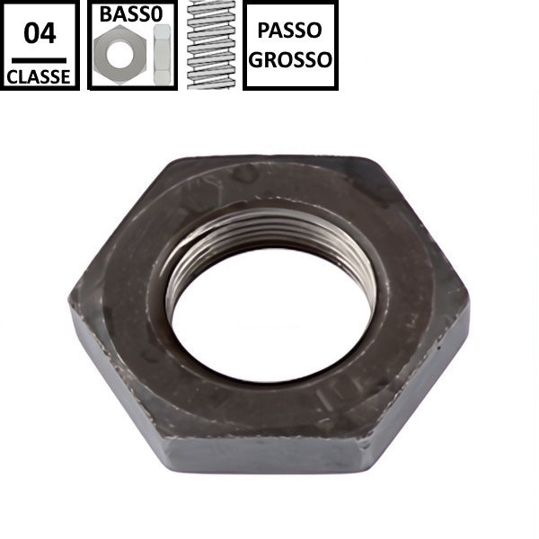 DADO ESAGONALE BASSO PASSO GROSSO CL.04 GREZZO UNI 5589 DIN 936