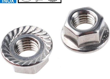 DADO ESAGONALE CON FLANGIA ZIGRINATA INOX A2 DIN 6923