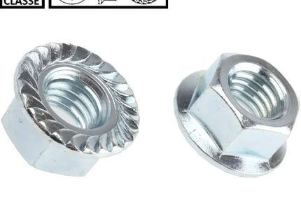 DADO ESAGONALE CON FLANGIA ZIGRINATA CL. 8 Z.BIANCO DIN 6923