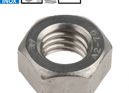 DADO ESAGONALE MEDIO PASSO GROSSO INOX A2 UNI 5588 DIN 934