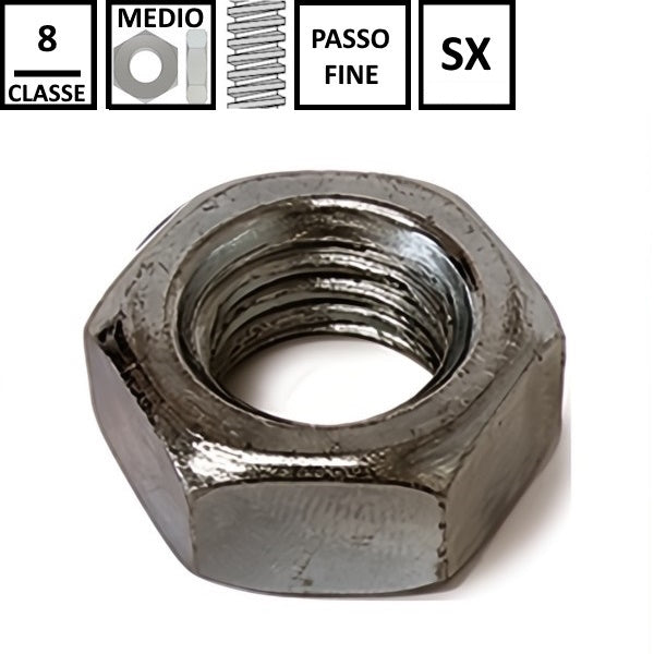 DADO ESAGONALE MEDIO PASSO FINE SX CL. 8 GREZZO UNI 5588